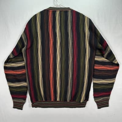 Vintage Protege Collection Sweater Mens XLT Multicolor 3D Knit Coogi Style 90s - Thumbnail 6