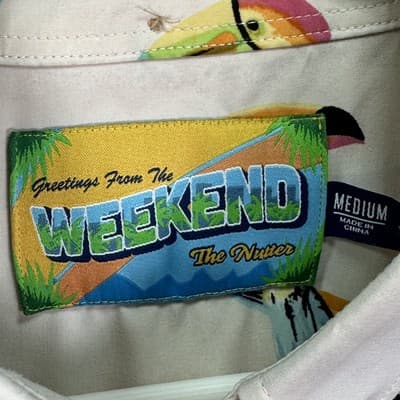 Weekend The Nutter Chubbies Shirt Mens Medium Beige Parrot Toucan Short Sleeve - Thumbnail 5
