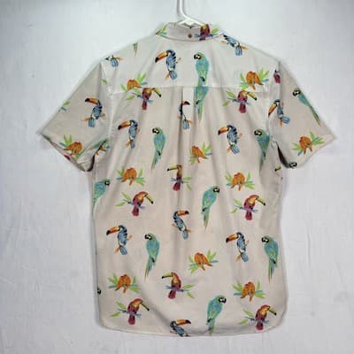 Weekend The Nutter Chubbies Shirt Mens Medium Beige Parrot Toucan Short Sleeve - Thumbnail 3