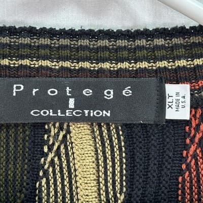 Vintage Protege Collection Sweater Mens XLT Multicolor 3D Knit Coogi Style 90s - Thumbnail 4