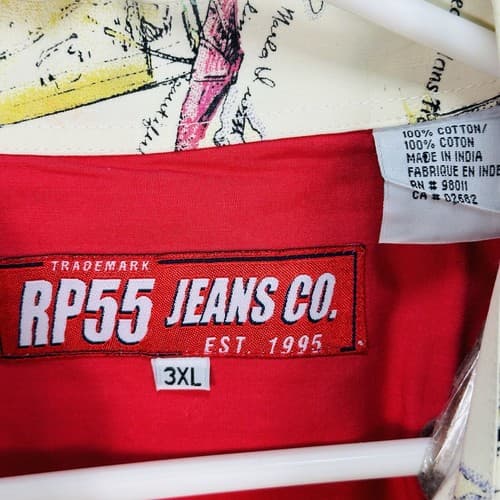 RP55 Jeans Co. Hawaiian Shirt Mens 3XL Button Up Beach Drinks Short Sleeve EUC - Thumbnail 8