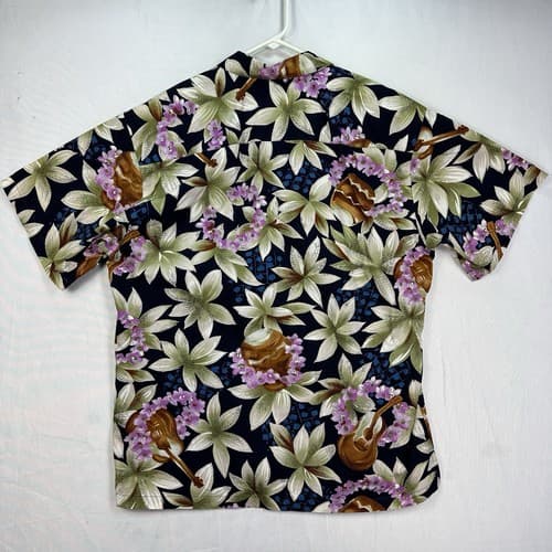 Newt At The Royal Hawaiian Shirt Mens Large Multicolor Floral Ukulele Vintage - Thumbnail 3