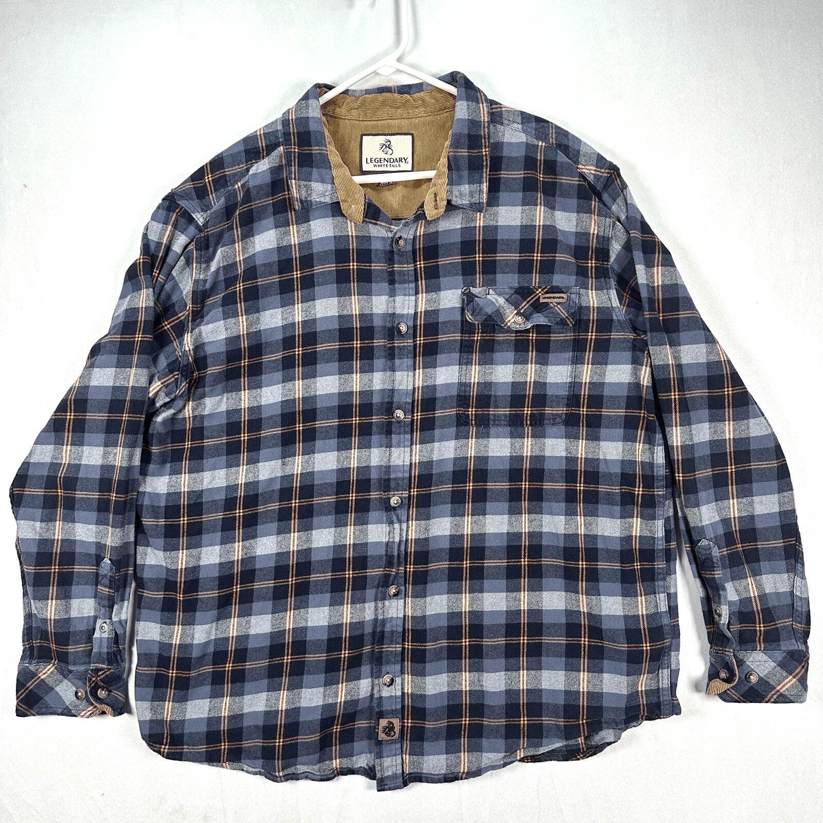 Legendary Whitetails Shirt Mens 2XL Blue Plaid Flannel Long Sleeve Outdoor EUC - Image 1