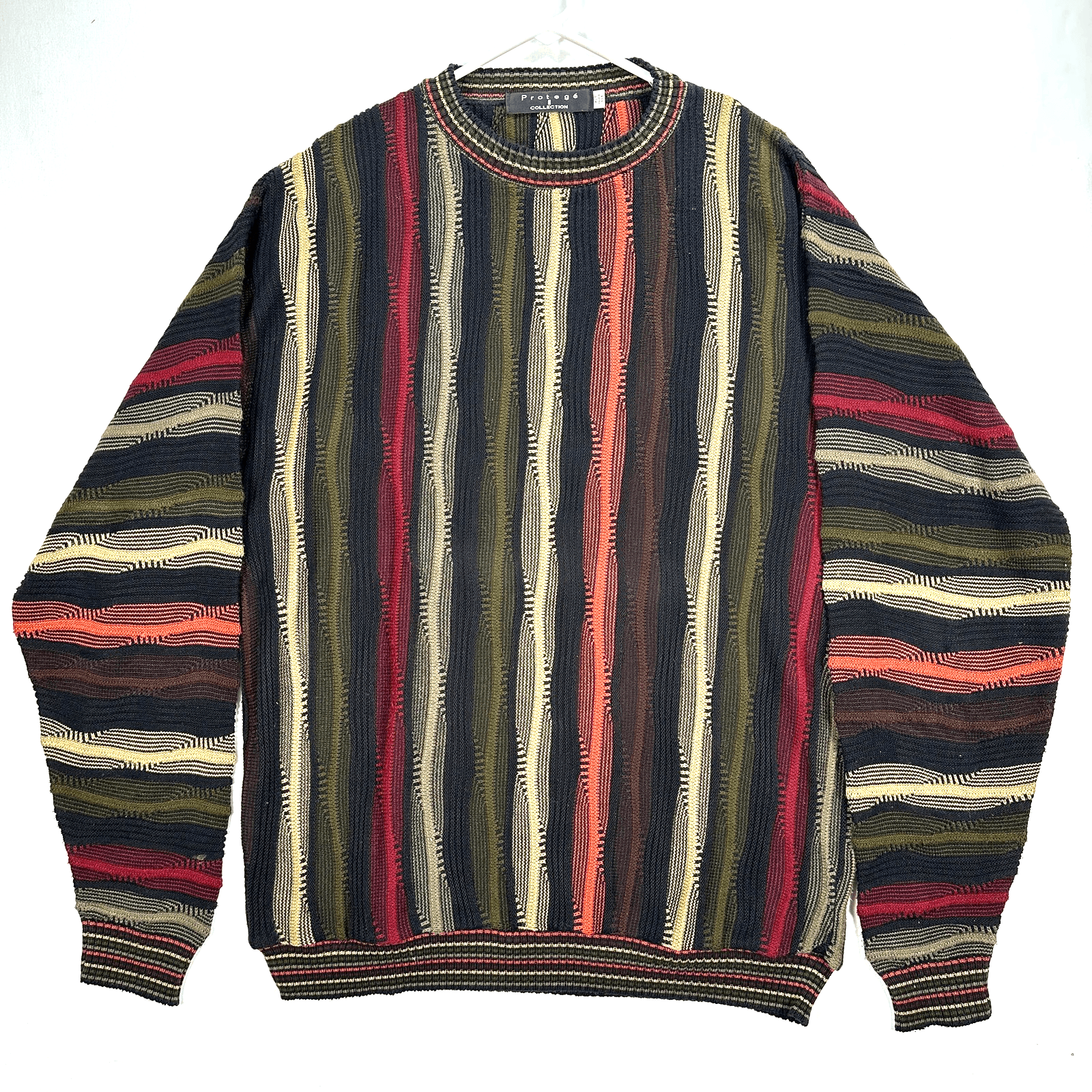 Vintage Protege Collection Sweater Mens XLT Multicolor 3D Knit Coogi Style 90s - Image 1
