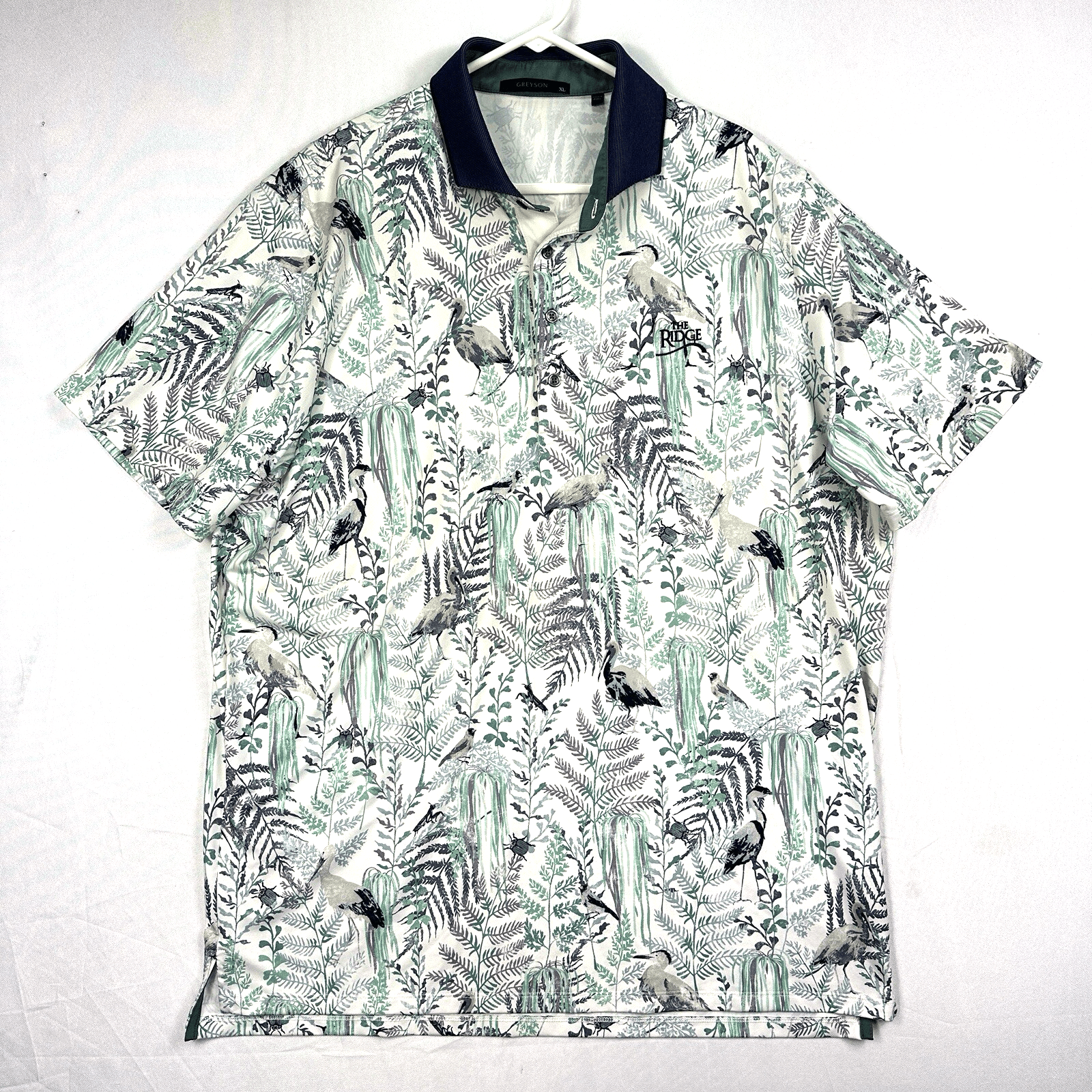 Greyson Bird Song Golf Polo Shirt Mens XL Multicolor Floral Heron Short Sleeve - Image 1