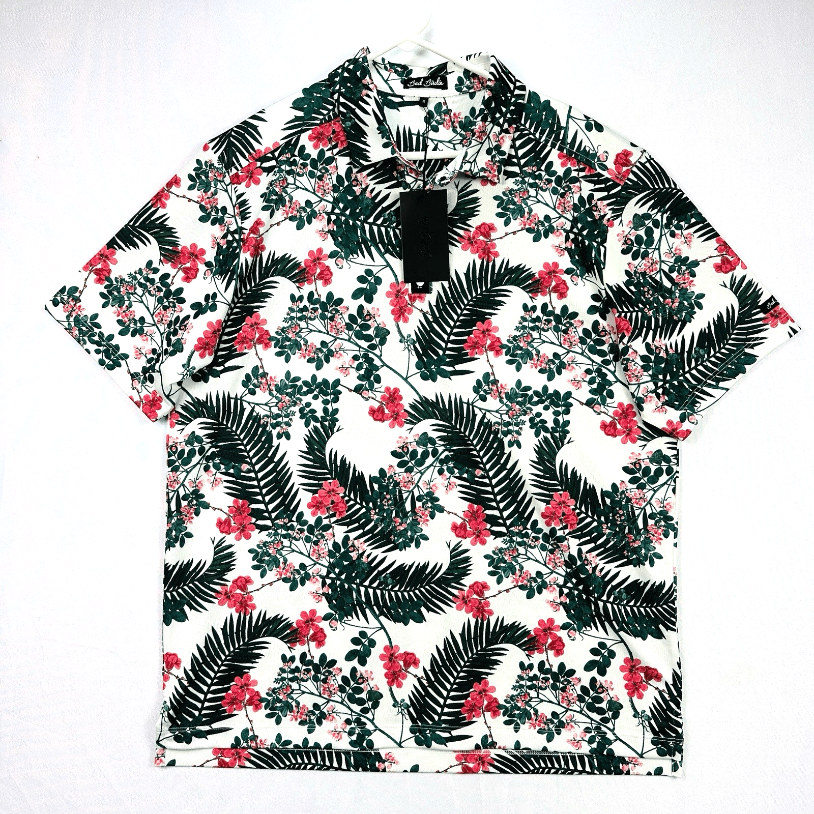 NEW Bad Birdie Golf Polo Shirt The Arborist XL Multicolor Floral Short Sleeve - Image 1
