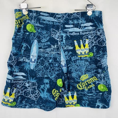 Corona Extra Mens Size 34 Board Shorts Swim Trunks Bathing Suit Blue Tropical 7" - Thumbnail 2