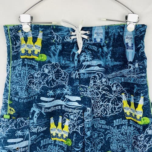 Corona Extra Mens Size 34 Board Shorts Swim Trunks Bathing Suit Blue Tropical 7" - Thumbnail 5