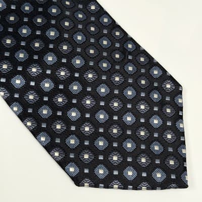 Ermenegildo Zegna Tie Mens 100% Silk Navy Geometric Pattern Classic Formal Italy - Thumbnail 3