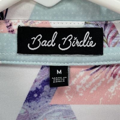 Bad Birdie Cali Golf Polo Shirt Mens Medium Pastel Geometric Palm Stretch S/S - Thumbnail 5