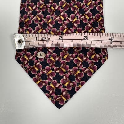 Valentino Cravatte 100% Silk Tie Mens Black Purple Gold Floral Geometric Italy - Thumbnail 8