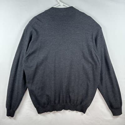 Neiman Marcus Sweater Mens XL Gray 100% Merino Wool Crewneck Pullover Italy Knit - Thumbnail 2