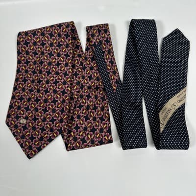 Valentino Cravatte 100% Silk Tie Mens Black Purple Gold Floral Geometric Italy - Thumbnail 7