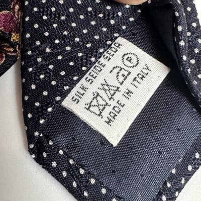 Valentino Cravatte 100% Silk Tie Mens Black Purple Gold Floral Geometric Italy - Thumbnail 6