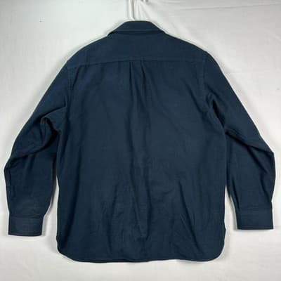 L.L. Bean Chamois Flannel Shirt Mens Large Navy Button Front Monogram Workwear - Thumbnail 3