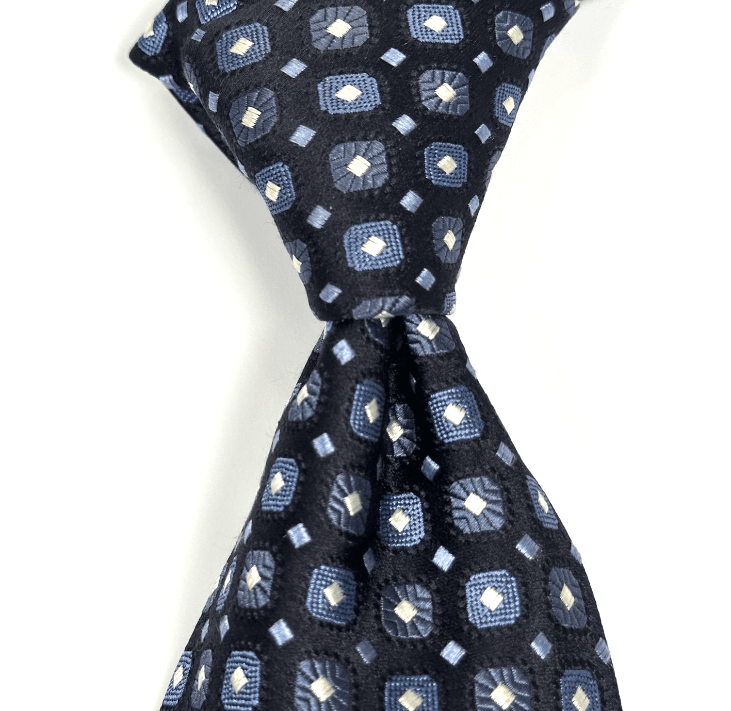 Ermenegildo Zegna Tie Mens 100% Silk Navy Geometric Pattern Classic Formal Italy - Image 1