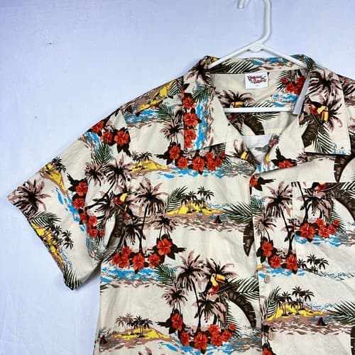 Barefoot in Paradise Hawaiian Shirt Mens XL Multicolor Island Aloha Palm Vintage - Thumbnail 6