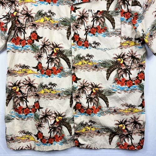 Barefoot in Paradise Hawaiian Shirt Mens XL Multicolor Island Aloha Palm Vintage - Thumbnail 4