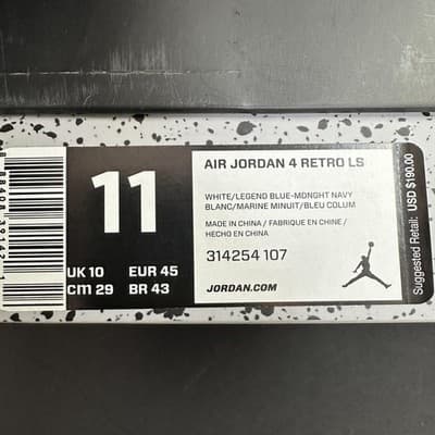 Jordan Air Jordan 4 Retro LS Columbia Shoes Mens Sz 11 White Blue 314254-107 - Thumbnail 2