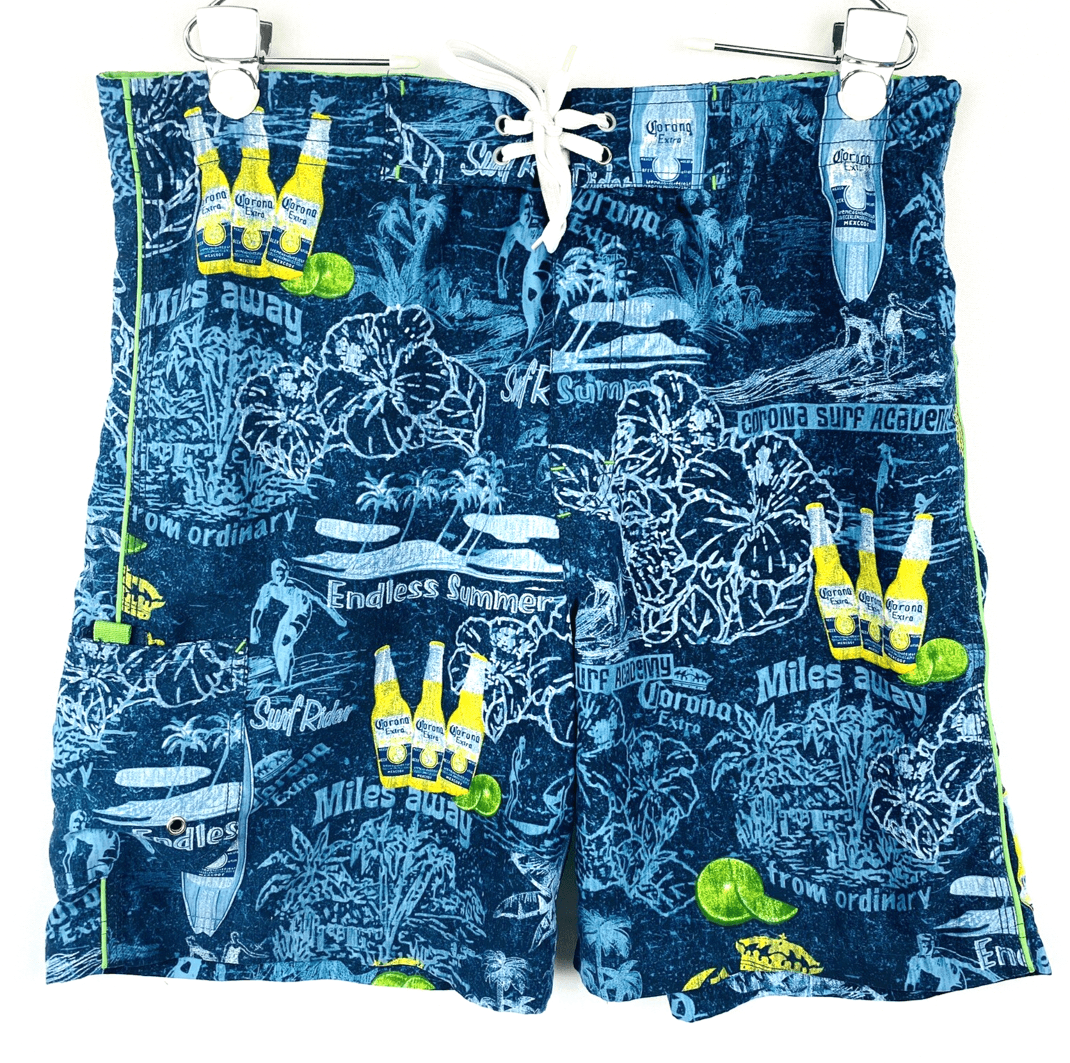 Corona Extra Mens Size 34 Board Shorts Swim Trunks Bathing Suit Blue Tropical 7" - Image 1