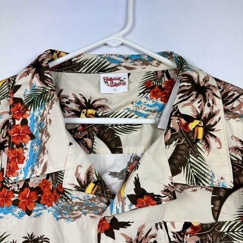 Barefoot in Paradise Hawaiian Shirt Mens XL Multicolor Island Aloha Palm Vintage - Thumbnail 7