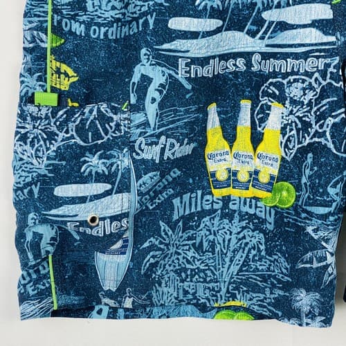Corona Extra Mens Size 34 Board Shorts Swim Trunks Bathing Suit Blue Tropical 7" - Thumbnail 4