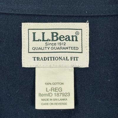L.L. Bean Chamois Flannel Shirt Mens Large Navy Button Front Monogram Workwear - Thumbnail 5