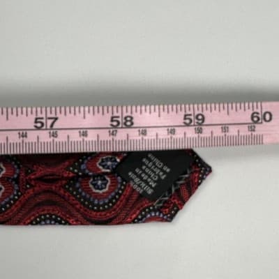 NEW Nordstrom Mens 100% Silk Tie Red Black Geometric Pattern Necktie Classic - Thumbnail 10