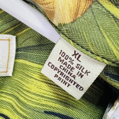 Tommy Bahama Hawaiian 100% Silk Shirt Mens XL Black Green Floral Island Camp - Thumbnail 7