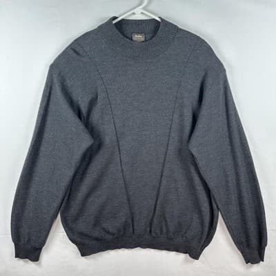 Neiman Marcus Sweater Mens XL Gray 100% Merino Wool Crewneck Pullover Italy Knit - Image 1