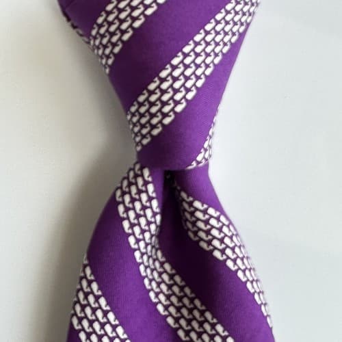 NEW Vineyard Vines 100% Silk Tie Purple Whale Repp Striped Made USA 3.25 x 59.5 - Thumbnail 2