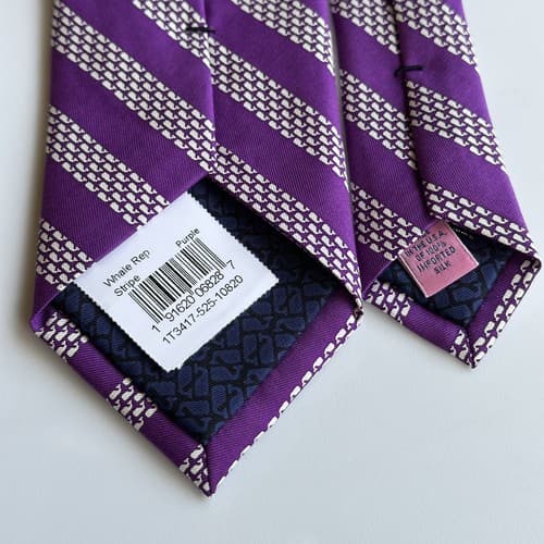 NEW Vineyard Vines 100% Silk Tie Purple Whale Repp Striped Made USA 3.25 x 59.5 - Thumbnail 8