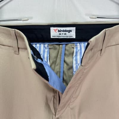 Birddogs Golf Pants Mens 34 x 26 Khaki Stretch Chino Casual Unlined (tag 28) - Thumbnail 5