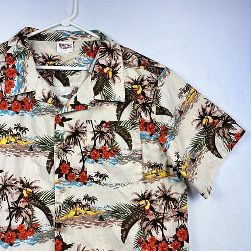 Barefoot in Paradise Hawaiian Shirt Mens XL Multicolor Island Aloha Palm Vintage - Thumbnail 5