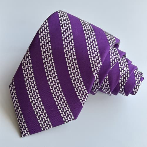 NEW Vineyard Vines 100% Silk Tie Purple Whale Repp Striped Made USA 3.25 x 59.5 - Thumbnail 4