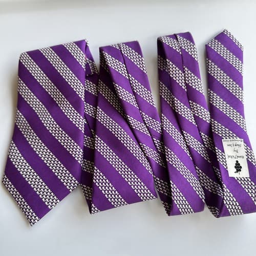 NEW Vineyard Vines 100% Silk Tie Purple Whale Repp Striped Made USA 3.25 x 59.5 - Thumbnail 5