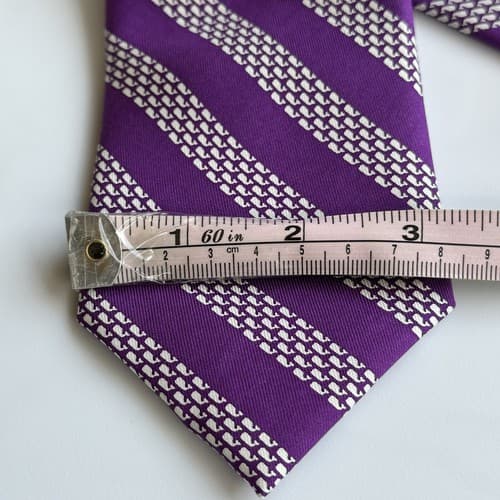 NEW Vineyard Vines 100% Silk Tie Purple Whale Repp Striped Made USA 3.25 x 59.5 - Thumbnail 10
