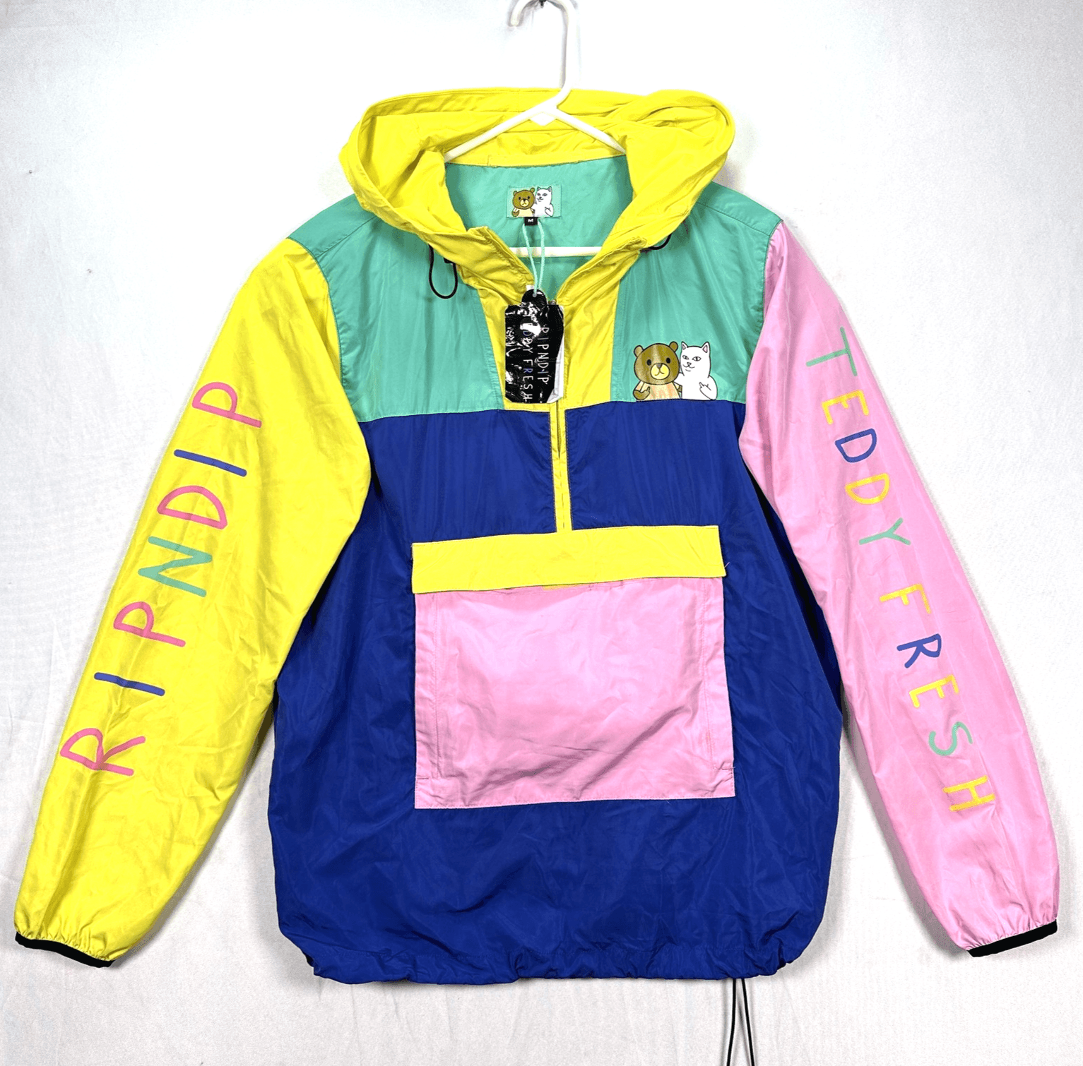 NEW RIPNDIP Teddy Fresh Jacket Women Medium Packable Anorak Windbreaker Pullover - Image 1