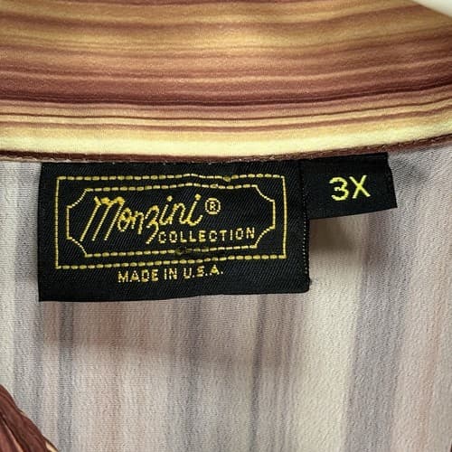 Monzini Collection Mens 3X Shirt Orange Multicolor Striped French Cuffs Vintage - Thumbnail 7