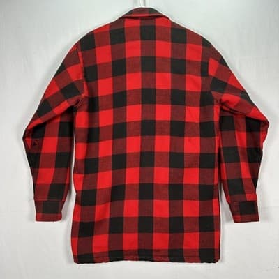 Mr Leggs Buffalo Plaid Jacket Mens Medium Tall Red Black Quilt Lined Vintage 70s - Thumbnail 3