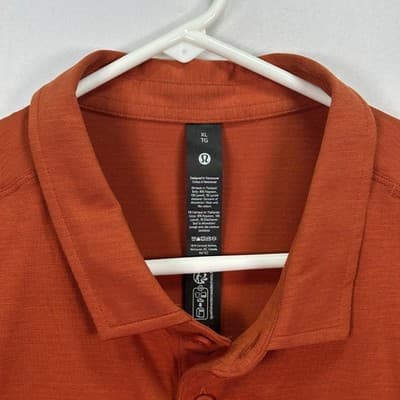 NEW Lululemon Evolution Polo Shirt Men XL Burnt Orange Short Sleeve Golf Stretch - Thumbnail 5