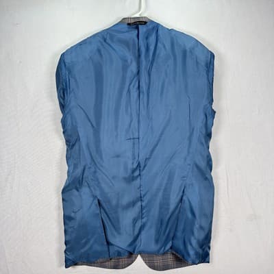 Maus Hoffman Blazer Mens 46 T Tall Gray Windowpane Plaid Silk Wool Sport Coat - Thumbnail 9