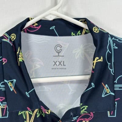 Chubbies Neon Lights Golf Polo Shirt Mens 2XL Navy Hawaiian Performance Stretch - Thumbnail 4