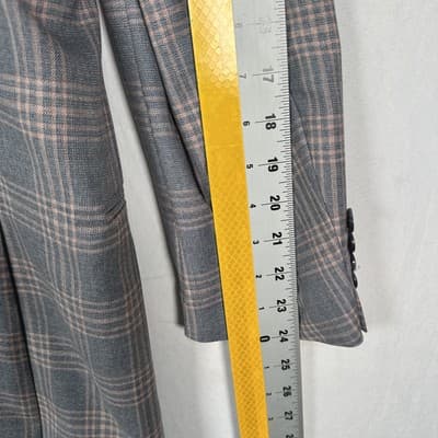 Maus Hoffman Blazer Mens 46 T Tall Gray Windowpane Plaid Silk Wool Sport Coat - Thumbnail 13