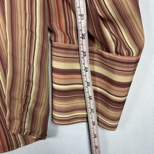 Monzini Collection Mens 3X Shirt Orange Multicolor Striped French Cuffs Vintage - Thumbnail 11