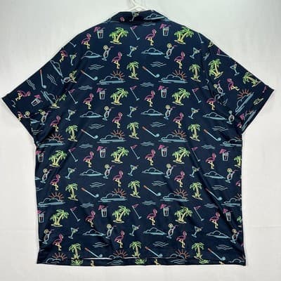Chubbies Neon Lights Golf Polo Shirt Mens 2XL Navy Hawaiian Performance Stretch - Thumbnail 3