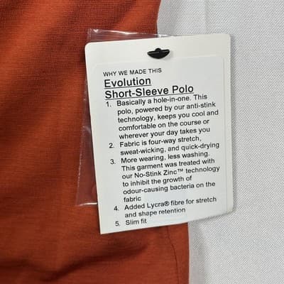 NEW Lululemon Evolution Polo Shirt Men XL Burnt Orange Short Sleeve Golf Stretch - Thumbnail 4