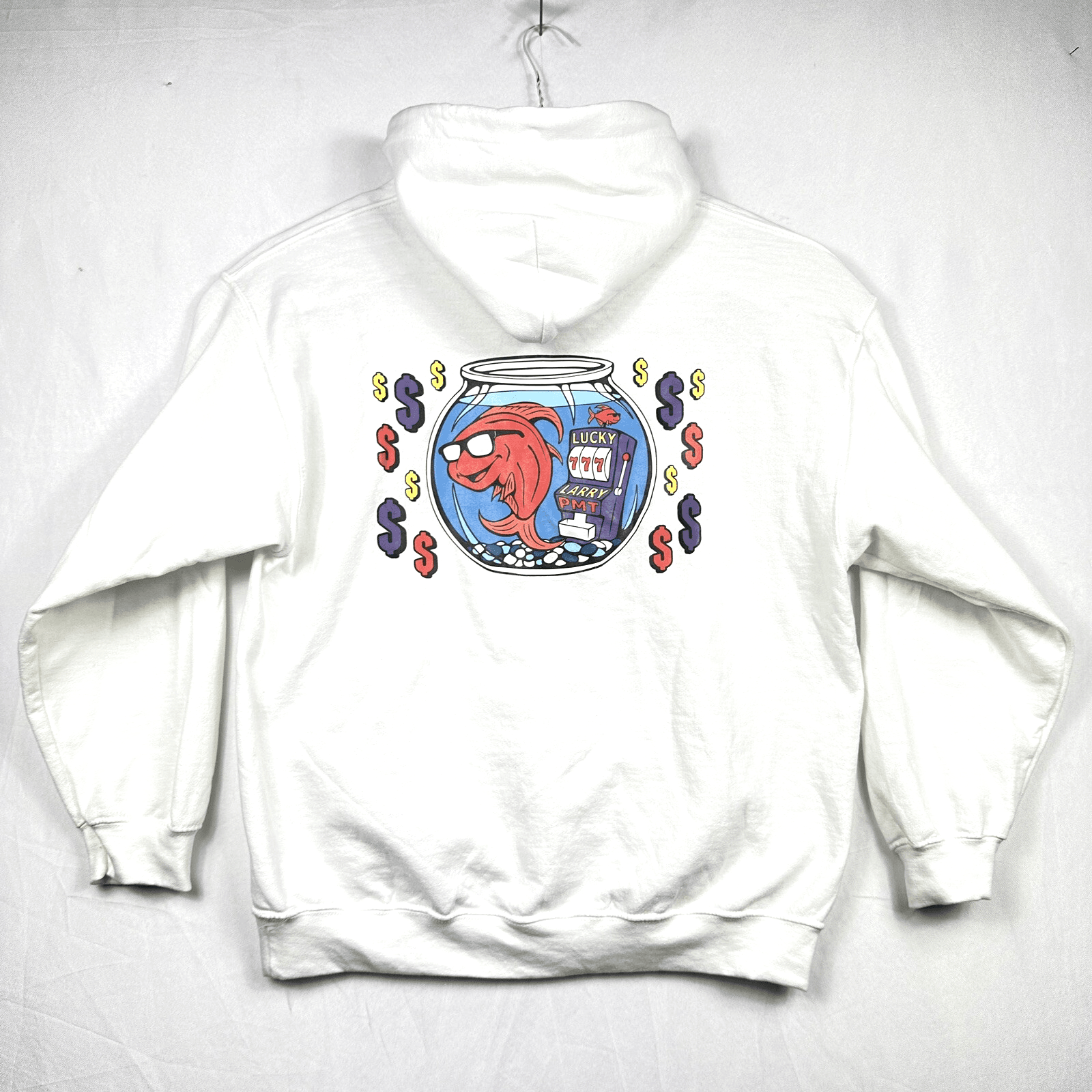 Barstool Sports Lucky Larry Mens Medium Pullover Hoodie Sweatshirt White - Thumbnail 2