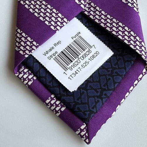 NEW Vineyard Vines 100% Silk Tie Purple Whale Repp Striped Made USA 3.25 x 59.5 - Thumbnail 7