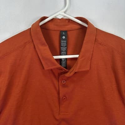NEW Lululemon Evolution Polo Shirt Men XL Burnt Orange Short Sleeve Golf Stretch - Thumbnail 3